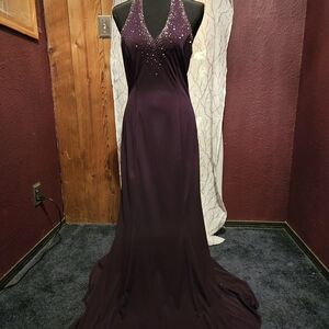 y2k Niki by Niki Livas Vintage Beaded Halter Maxi Dress Purple womens size 8